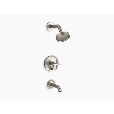Purist Rite-Temp bath and shower trim kit with push-button diverter and cross handle, 1.75 gpm